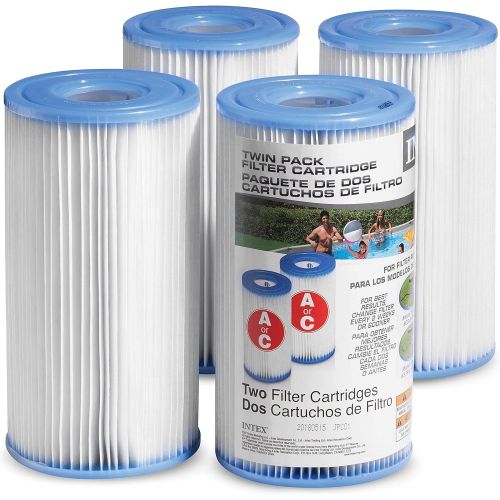 인텍스 Intex Pool Filter Cartridges - Intex Cartridge Filter Type A and C For Intex Pool Filter Pumps set of (4) - Bundled with (2) SEWANTA Oil Absorbing Sponges.
