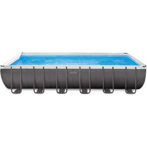 인텍스 Intex 26363EH 24ft x 12ft x 52in Ultra XTR Frame Outdoor Above Ground Rectangular Swimming Pool Set with Sand Filter Pump, Ladder, Ground Cloth, Pool Cover, and Chemical Maintenanc