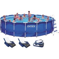 Intex 18ft x 48in Metal Frame Above Ground Round Family Swimming Pool Set & Pump