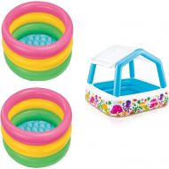 Intex Sunset Inflatable Baby Pool (2 Pack) & Inflatable Ocean Scene Kids Pool
