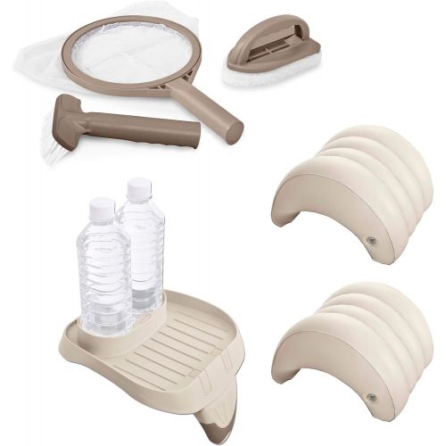 인텍스 Intex Spa Maintenance Kit, Cup holder & Tray & Inflatable Spa Headrest (2 Pack)