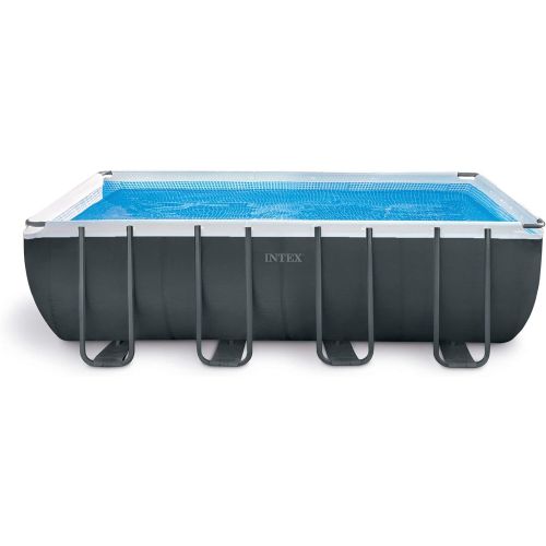 인텍스 Intex 26355EH Ultra 18ft x 9ft x 52in Ultra XTR Rectangular Frame Pool with Solar Cover, Ladder, Ground Cloth, and 120V 1,200 GPH Sand Filter Pump