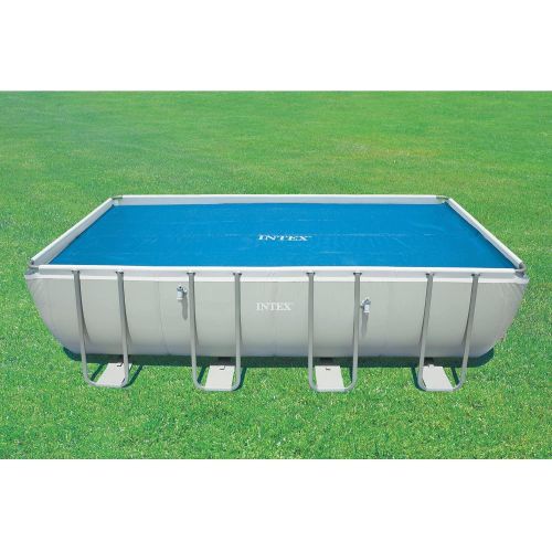 인텍스 Intex 26355EH Ultra 18ft x 9ft x 52in Ultra XTR Rectangular Frame Pool with Solar Cover, Ladder, Ground Cloth, and 120V 1,200 GPH Sand Filter Pump