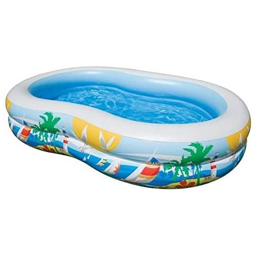 인텍스 Intex 103 x 36 x 18 Inch Swim Center Inflatable Paradise Seaside Above Ground Kid Pool for Kids 3 Years Old and Up with Repair Patch, (2 Pack)