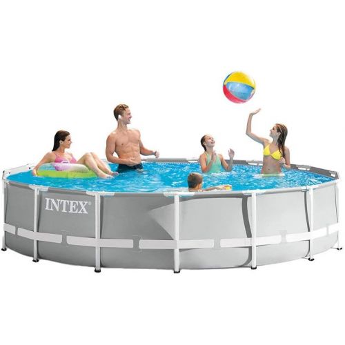 인텍스 Intex 15’ x 42” Prism Frame Above Ground Swimming Pool Set and Pool Filter Pump