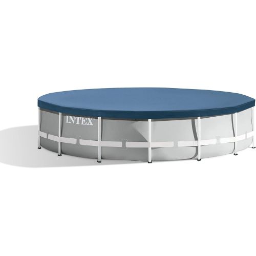 인텍스 INTEX Round Metal Frame Pool Cover, Blue, 15 ft