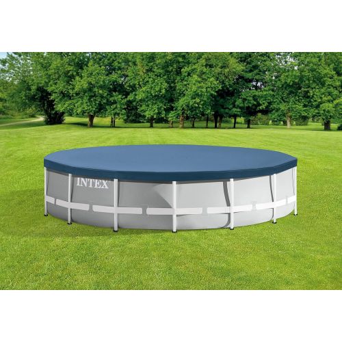 인텍스 INTEX Round Metal Frame Pool Cover, Blue, 15 ft