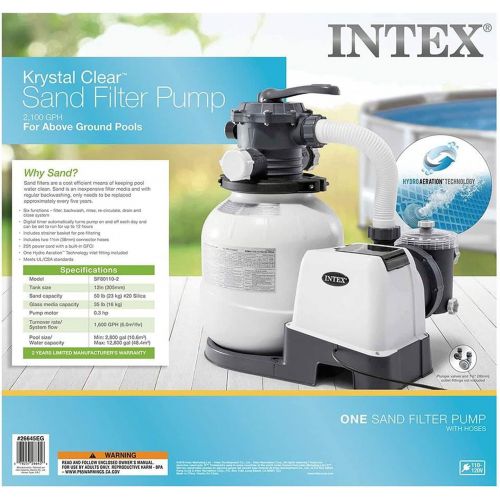 인텍스 Intex 2100 GPH Above Ground Pool Sand Filter Pump w/ Deluxe Pool Maintenance Kit
