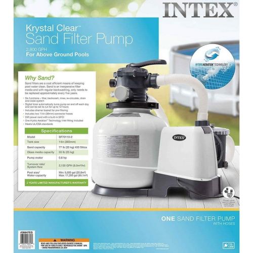 인텍스 Intex 2800 GPH Above Ground Pool Sand Filter Pump and Automatic Pool Vacuum