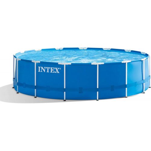 인텍스 Intex 15ft x 48in Metal Frame Above Ground Swimming Pool Set & 15ft Pool Cover