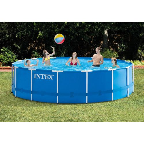 인텍스 Intex 15ft x 48in Metal Frame Above Ground Swimming Pool Set & 15ft Pool Cover