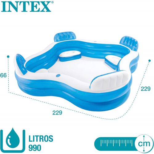 인텍스 Intex 12-56475NP Swim Center Family Lounge Inflatable Pool, 90 X 90 X 26, for Ages 3+