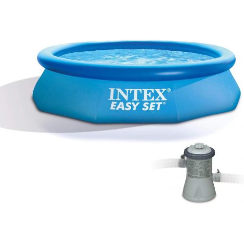 인텍스 Intex 10ft x 30in Easy Set Above Ground Inflatable Family Swimming Pool & Pump