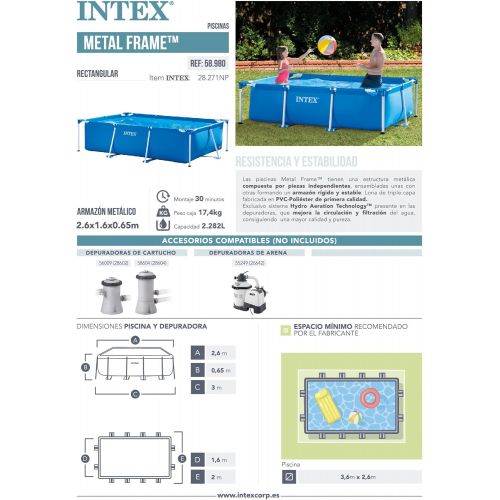 인텍스 Intex 86 x 53 x 25 Rectangular Frame Above Ground Backyard Swimming Pool