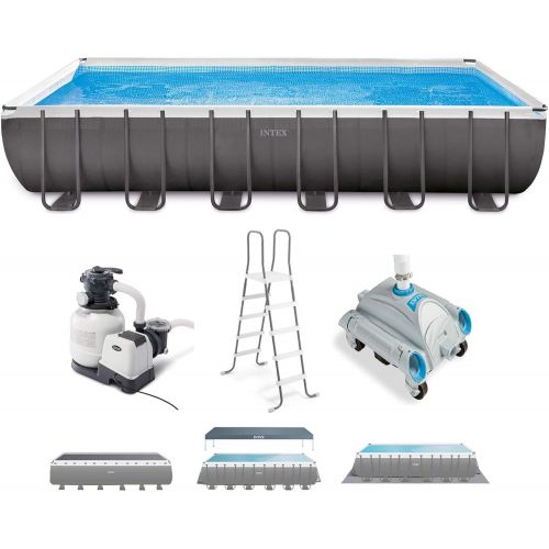 인텍스 Intex 26363EH Ultra XTR 24ft x 12ft x 52in Frame Above Ground Rectangular Swimming Pool with Pump and Automatic Vacuum Cleaner with a 1.5-Inch Fitting