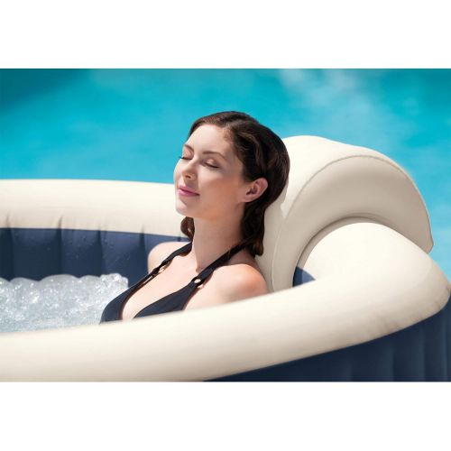 인텍스 Intex 28429E PureSpa Plus 6.4 Foot Diameter 4 Person Portable Inflatable Hot Tub Spa with 140 Bubble Jets and Built in Heater Pump, Blue
