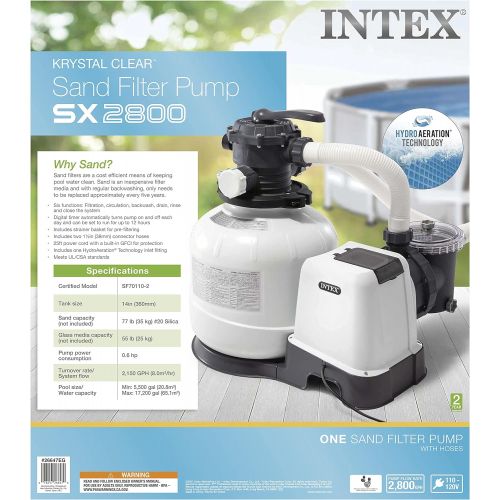 인텍스 INTEX 26647EG SX2800 Krystal Clear Sand Filter Pump for Above Ground Pools, 14in