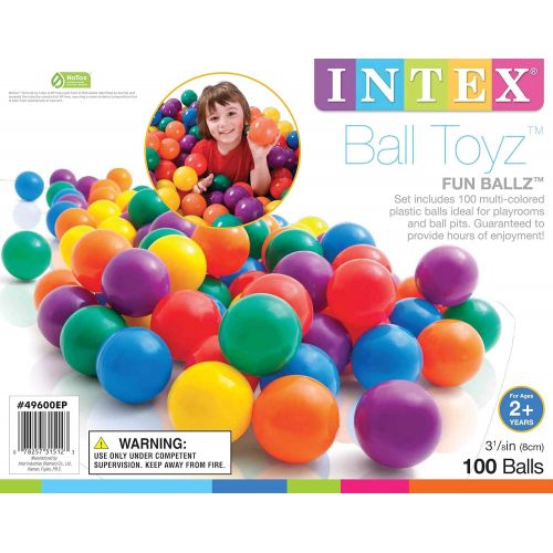 인텍스 Intex 100-Pack Large Plastic Multi-Colored Fun Ballz For Ball Pits (6 Pack)