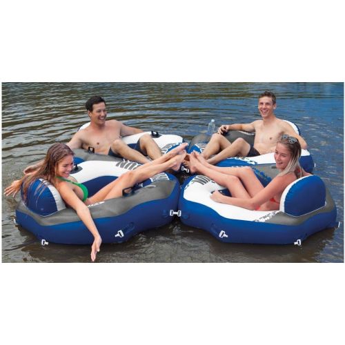 인텍스 Intex Connect Inflatable Floating Tube 2 Pack w/ Intex 1-Person Inflatable Tube