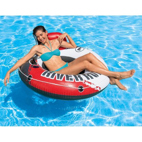 인텍스 Intex River Run 1 53 Inflatable Floating Tube Raft (4 Pack) + Inflatable Cooler