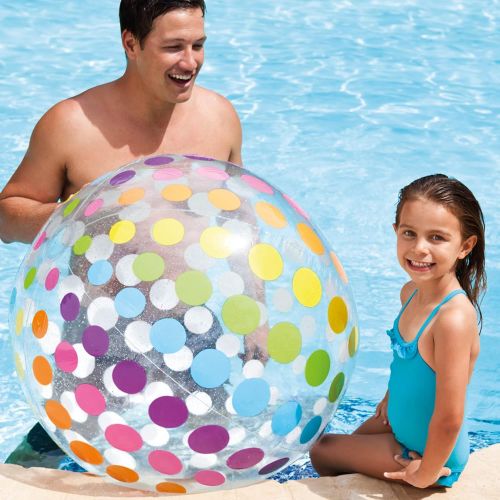 인텍스 Intex Jumbo Inflatable 42 Giant Beach Ball - Crystal Clear with Translucent Dots, 1 Pack