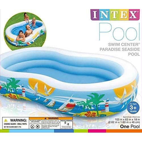 인텍스 Intex 103in x 63in Swim Center Inflatable Paradise Seaside Kiddie Pool (3 Pack)