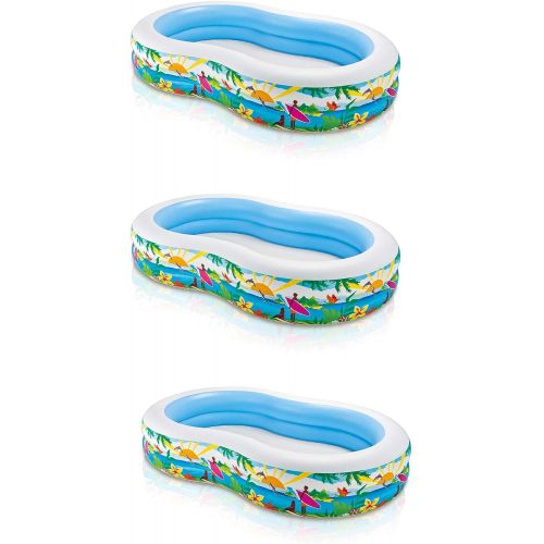 인텍스 Intex 103in x 63in Swim Center Inflatable Paradise Seaside Kiddie Pool (3 Pack)
