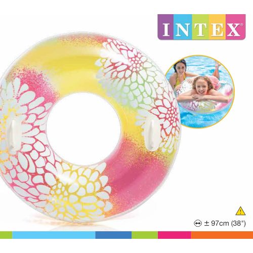 인텍스 Intex 58263EP Groovy Color Inflatable Tropical Flower Transparent Tube Raft