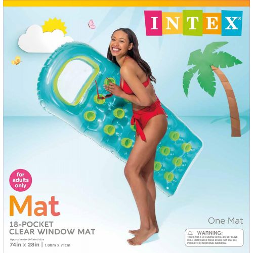 인텍스 Intex 18-Pocket Suntanner Inflatable Lounge, 74 X 28, 1 Pack (Colors May Vary)