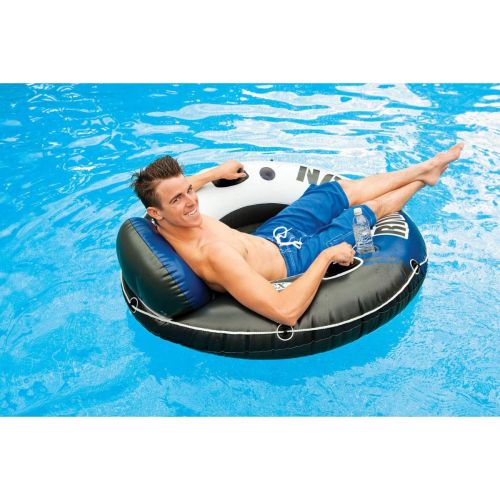 인텍스 Intex River Run 1 Person Floating Tube (3 Pack) and 12 Volt Electric Air Pump