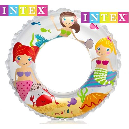 인텍스 Intex 24 Inflatable Transparent Ring Swim Tube #59242 - Color May Very - 2 Pack
