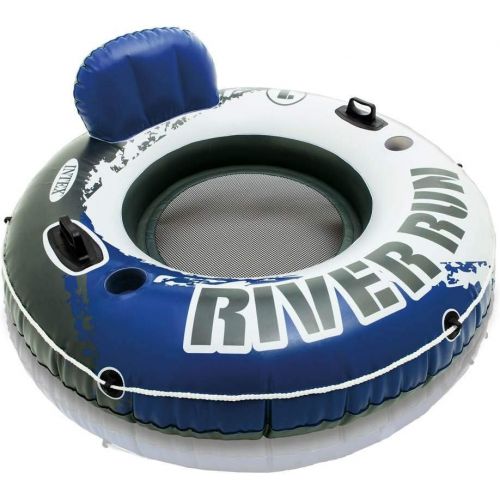 인텍스 Intex River Run Inflatable 2 Person Pool Tube Float w/Cooler + Single Float