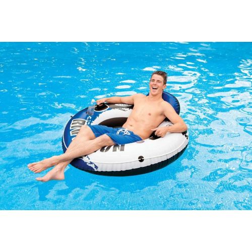 인텍스 Intex River Run Inflatable 2 Person Pool Tube Float w/Cooler + Single Float