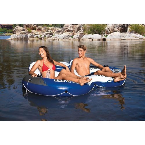 인텍스 Intex River Run Inflatable 2 Person Pool Tube Float w/Cooler + Single Float