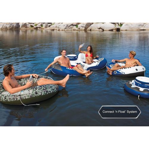 인텍스 Intex River Run Inflatable Floating Water Tube Lake Pool Ocean Raft, Red & Blue