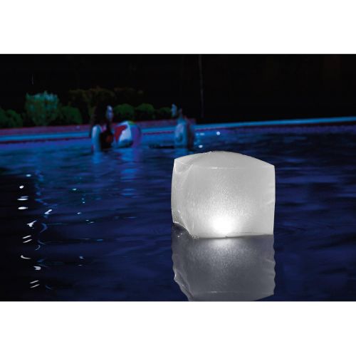인텍스 Intex Floating LED Inflatable Cube Light with Multi-Color Illumination, Battery Powered