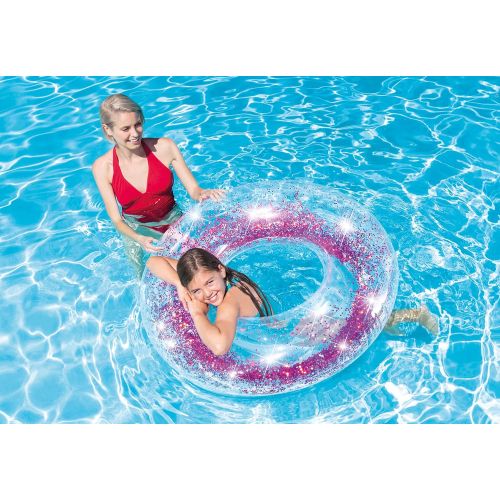 인텍스 Intex Transparent Glitter Tube Inflatable Swimming Pool Float Raft Ring