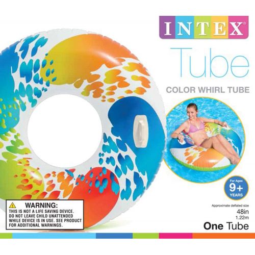 인텍스 Intex Inflatable 47 Color Whirl Tube Swimming Pool Raft with Handles (8 Pack)