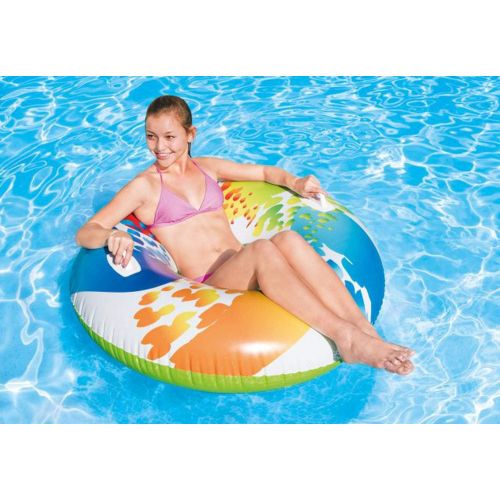 인텍스 Intex Inflatable 47 Color Whirl Tube Swimming Pool Raft with Handles (8 Pack)