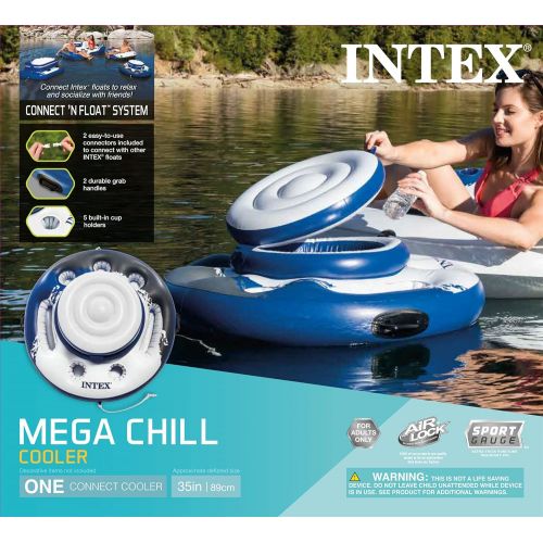 인텍스 Intex Mega Chill, Inflatable Floating Cooler, 35 Diameter
