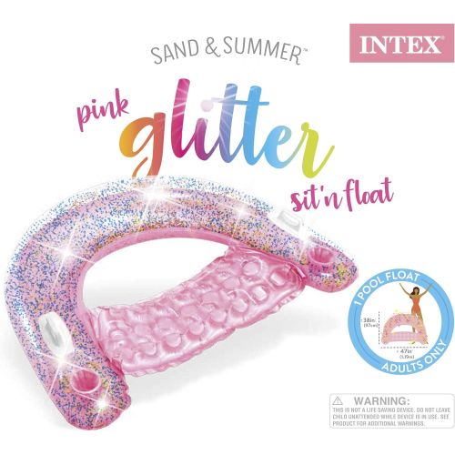 인텍스 Intex Glitter Sit n Float Inflatable Swimming Pool Raft Tube with Cup Holders