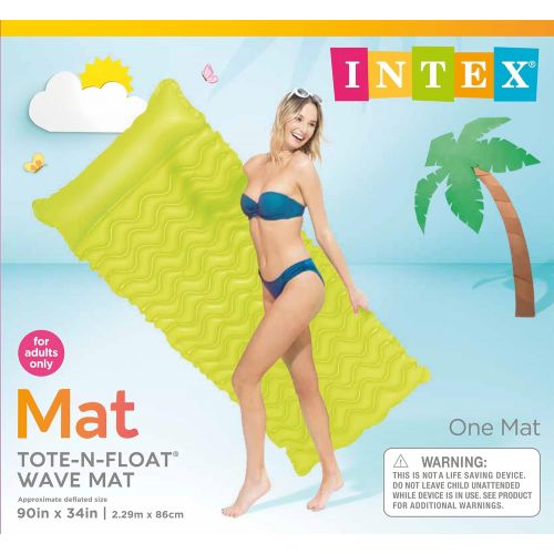 인텍스 Intex Tote-N-Float Wave Inflatable Air Mat, 90-Inch X 34-Inch, 1-Piece (Color May Vary)