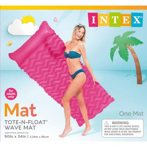 인텍스 Intex Tote-N-Float Wave Inflatable Air Mat, 90-Inch X 34-Inch, 1-Piece (Color May Vary)