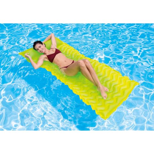 인텍스 Intex Tote-N-Float Wave Inflatable Air Mat, 90-Inch X 34-Inch, 1-Piece (Color May Vary)