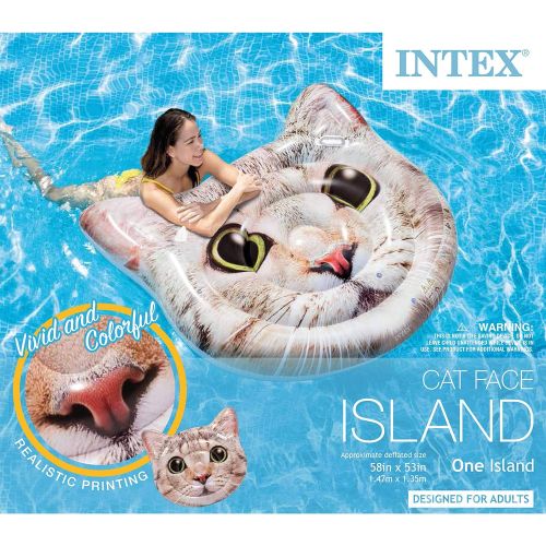 인텍스 Intex Cat Face Inflatable Island, 58in x 53in, Multicolor, Model:58784EP
