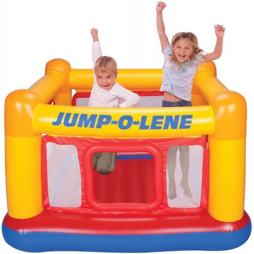 인텍스 Intex Inflatable Jump-O-Lene Indoor Outdoor Bounce House Kids Ball Pit Castle Jumper with 120V Quick Fill AC Electric Air Pump, Kids Ages 3-6