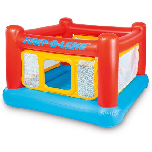인텍스 Intex Inflatable Jump-O-Lene Playhouse Trampoline Bounce House for Kids Ages 3-6 Pool Red/Yellow, 68-1/2 L x 68-1/2 W x 44 H