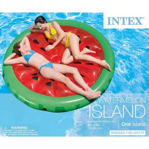 인텍스 Intex Giant Inflatable 72 Inch Watermelon Summer Swimming Pool Float (2 Pack)