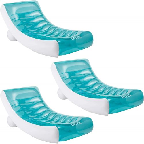 인텍스 Intex Inflatable Rockin Lounge Pool Floating Raft Chair with Cupholder (3 Pack)