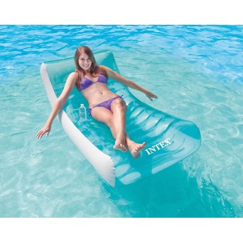 인텍스 Intex Inflatable Rockin Lounge Pool Floating Raft Chair with Cupholder (3 Pack)